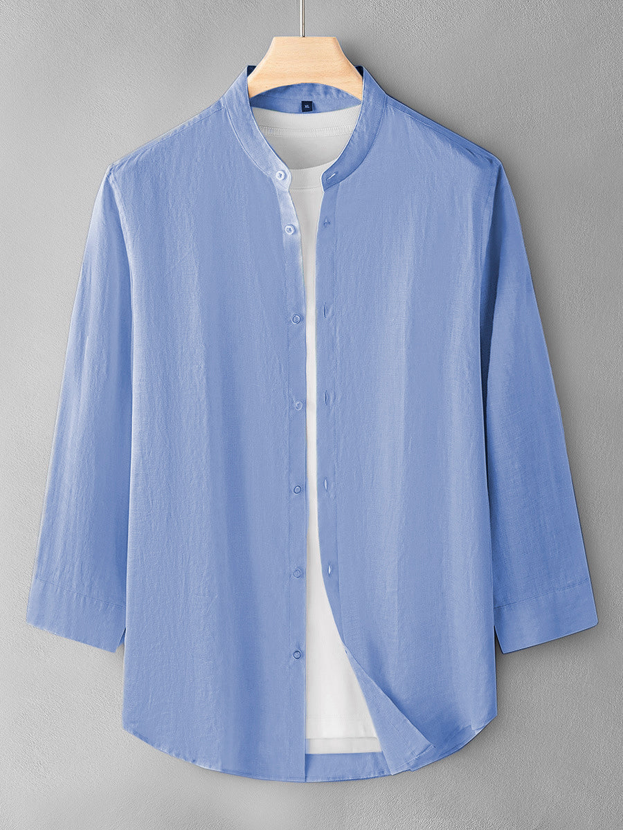 Sky Blue Colour Men's Cotton 3/4 Sleeve Casual Shirt