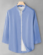 Sky Blue Colour Men's Cotton 3/4 Sleeve Casual Shirt