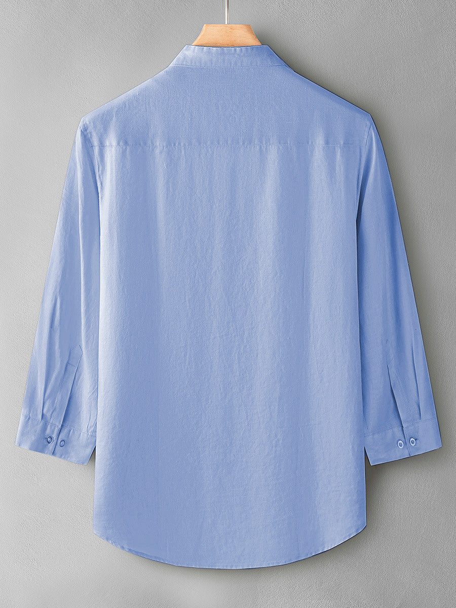 Sky Blue Colour Men's Cotton 3/4 Sleeve Casual Shirt