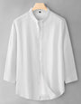 White Colour Men's Cotton 3/4 Sleeve Casual Shirt