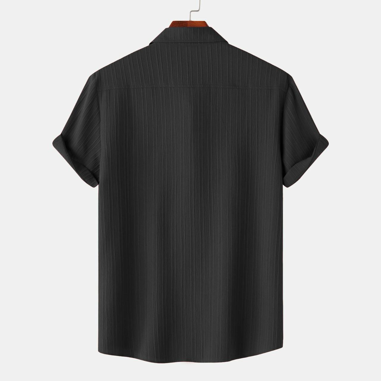 Black Colour Premium Lining Structured Short Sleeve Shirt