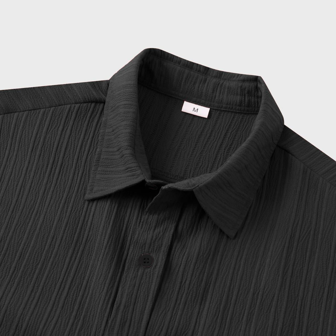 Black Colour Premium Lining Structured Short Sleeve Shirt