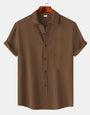 Brown Colour Premium Lining Structured Short Sleeve Shirt