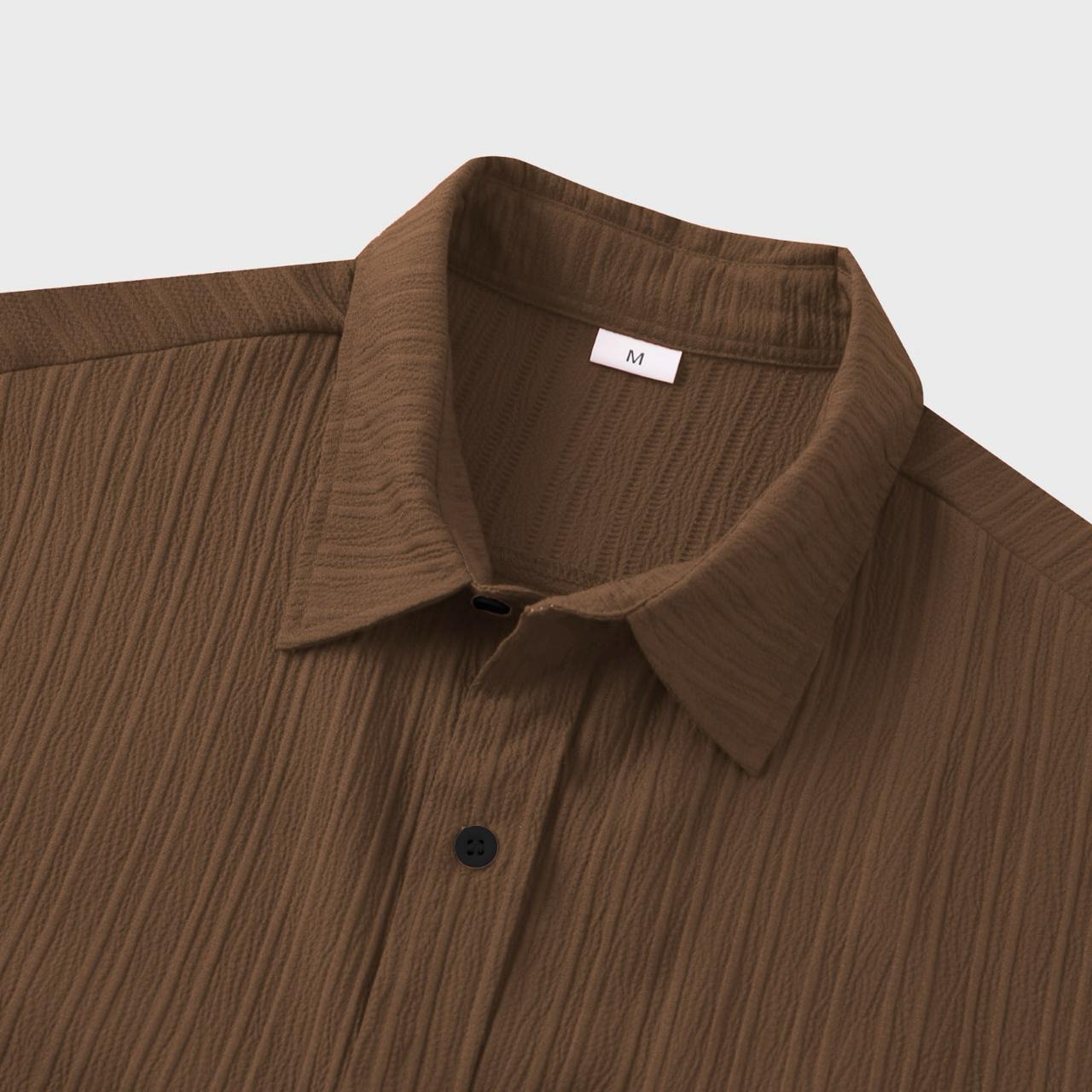 Brown Colour Premium Lining Structured Short Sleeve Shirt