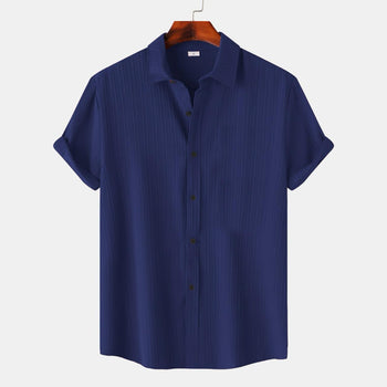 Dark Blue Colour Premium Lining Structured Short Sleeve Shirt