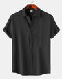 Black Colour Premium Lining Structured Short Sleeve Shirt