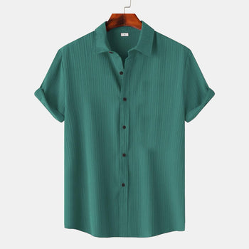 Green Colour Premium Lining Structured Short Sleeve Shirt