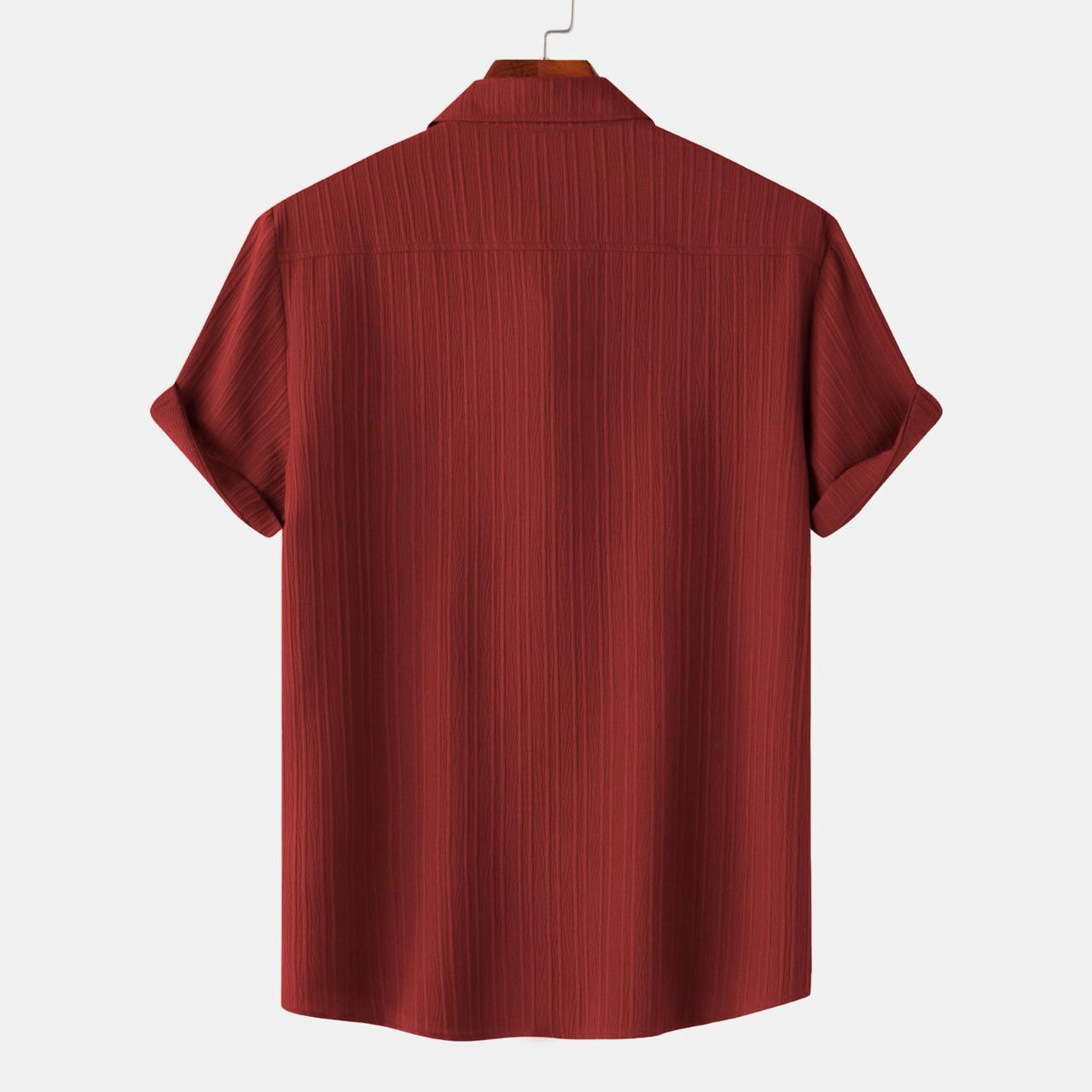 Maroon Colour Premium Lining Structured Short Sleeve Shirt